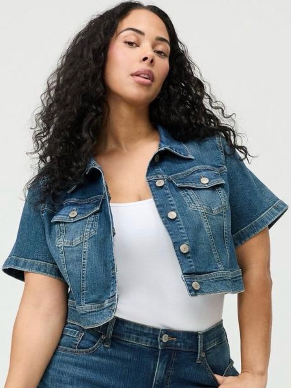 torrid Cropped Medium Wash Denim Jacket